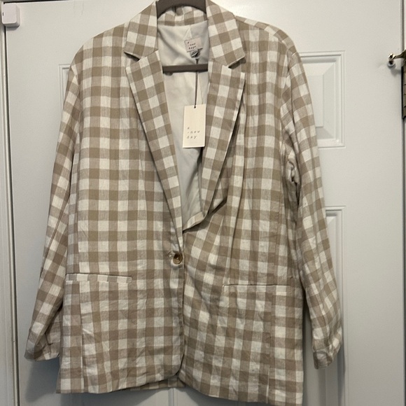 a new day Jackets & Blazers - A New Day Beige Gingham Blazer